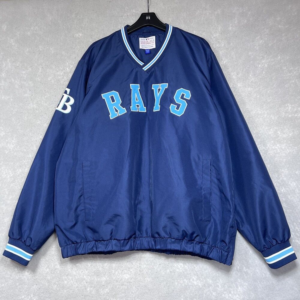 MLB Jacket Tampa Bay Rays Mens Size XXL Blue Pullover Genuine Merchandise